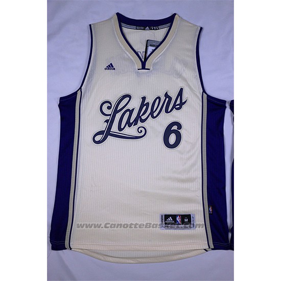 Maglia Natale 2015 Los Angeles Lakers Jordan Clarkson #6 Bianco